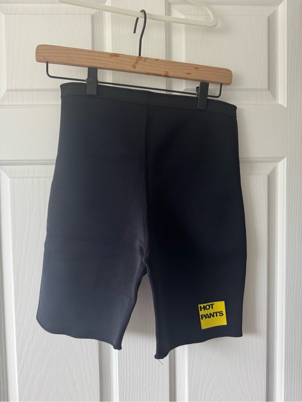 Black 'Hot Pants' Logo Neoprene Shorts